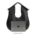 Load image into Gallery viewer, Tracy Woven Black Recycled Vegan Shoulder Bag
