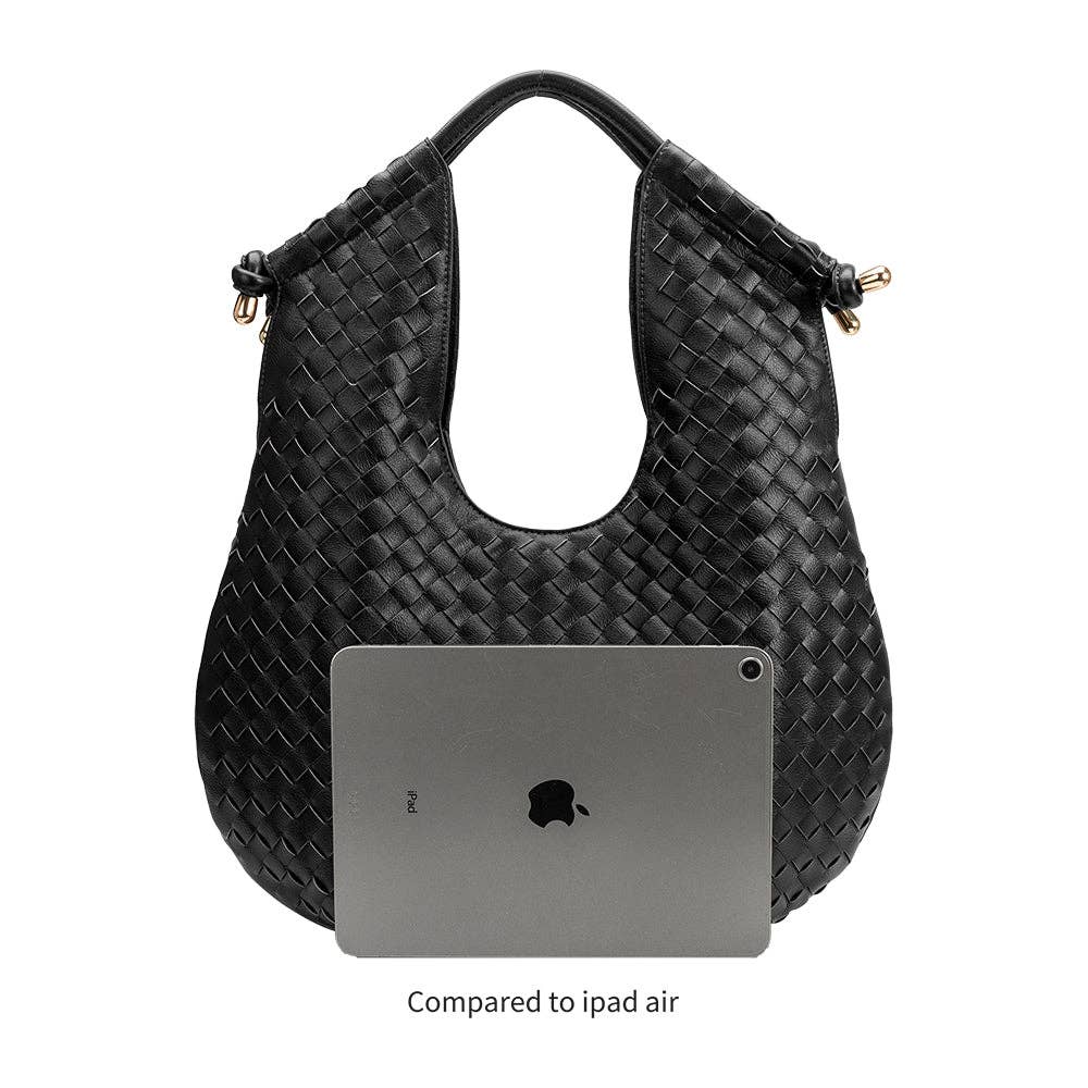 Tracy Woven Black Recycled Vegan Shoulder Bag