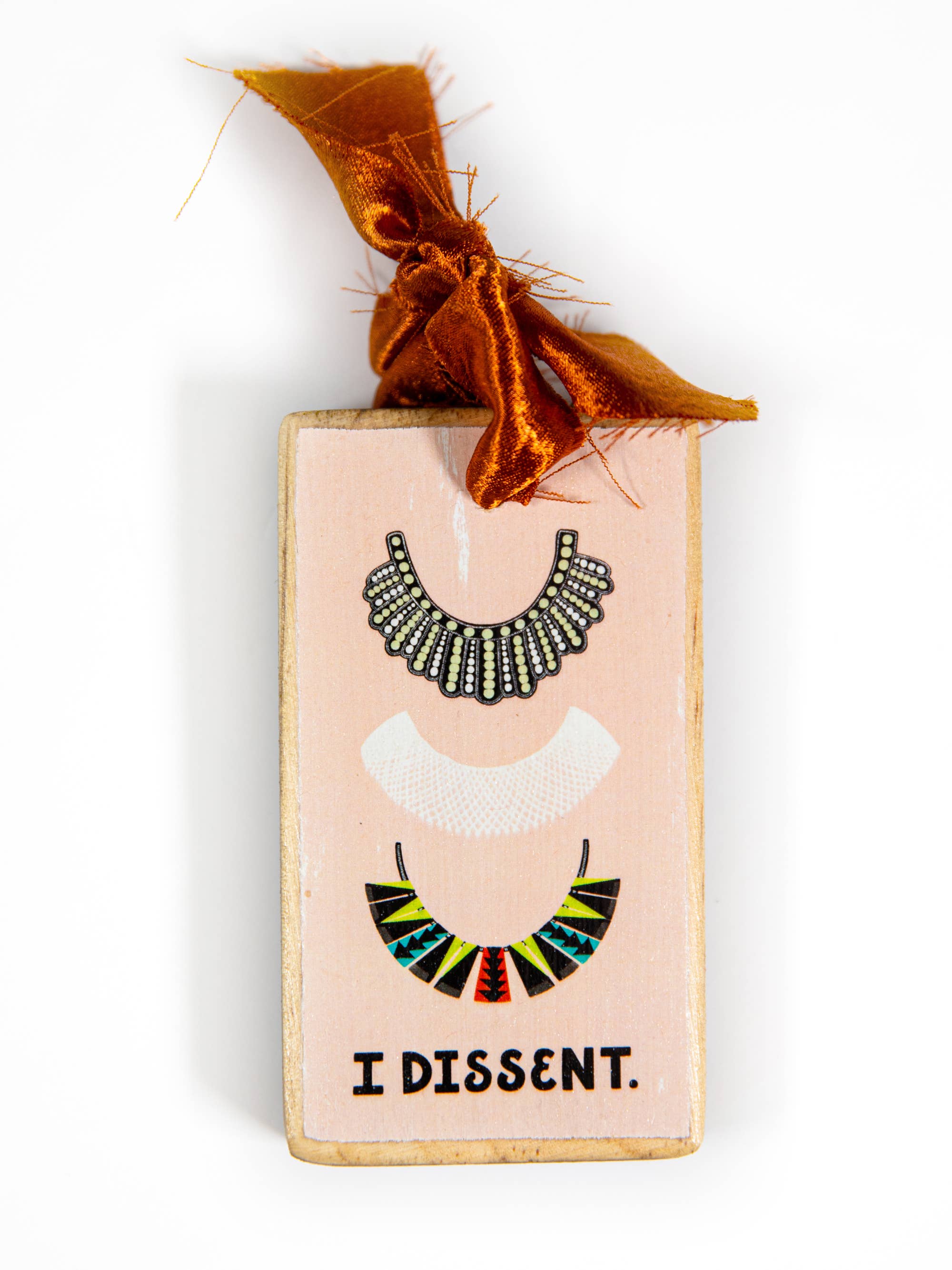 Ruth Bader Ginsburg Dissent Collar Wood Holiday Ornament