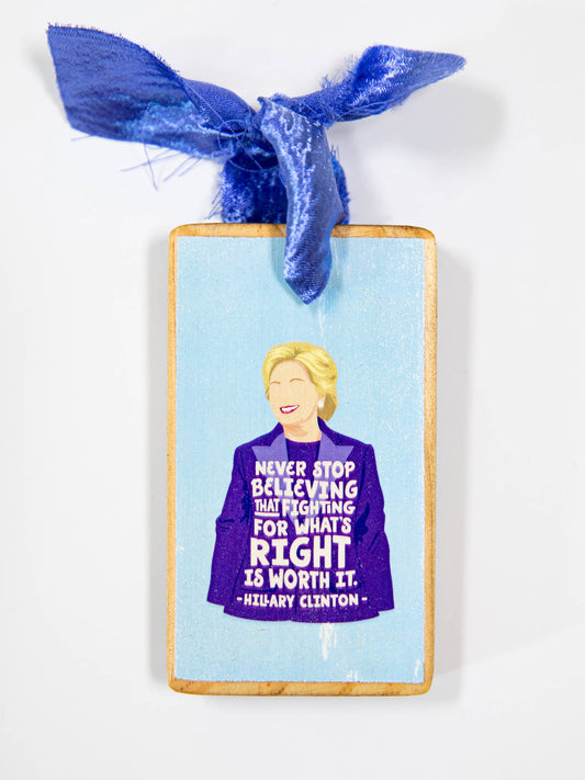 Hillary Clinton Wood Holiday Ornament