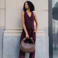 Load image into Gallery viewer, Brigitte Large Studded Chocolate Shoulder Bag
