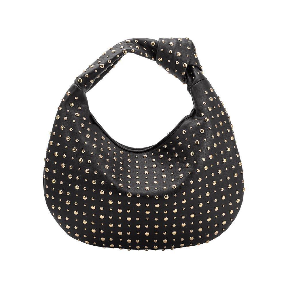 Brigitte Large Studded Black Shoulder Bag