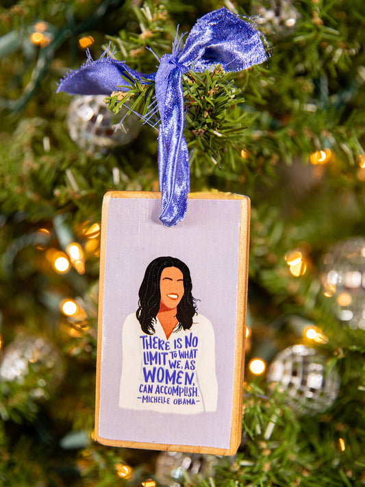 Michelle Obama Wood Holiday Ornament