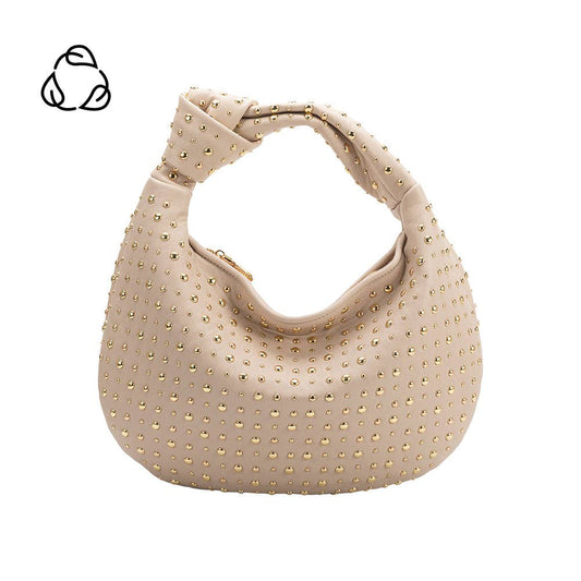 Brigitte Large Studded Bone Shoulder Bag