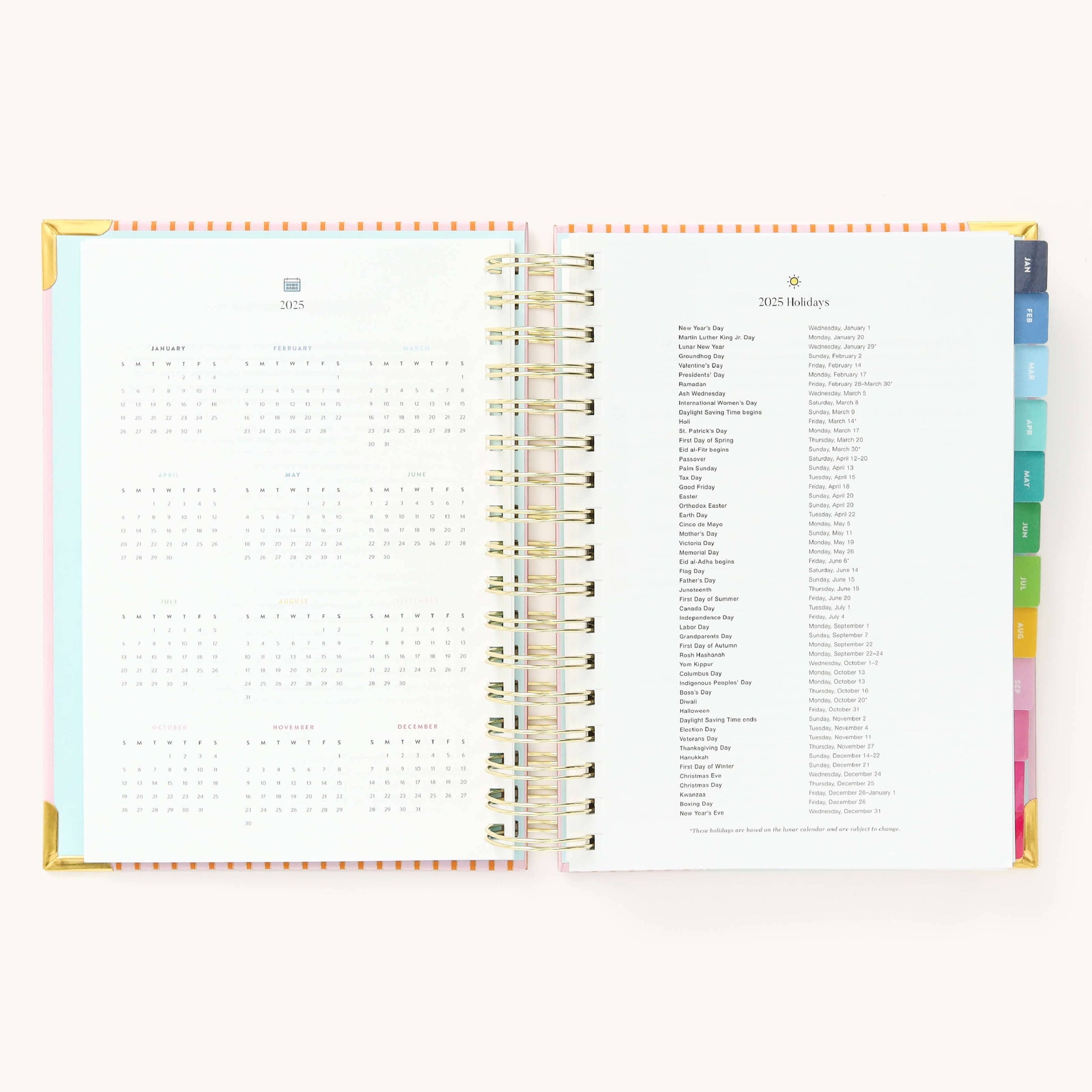 2025 Daily, Simplified Planner, Cabana Pinstripe