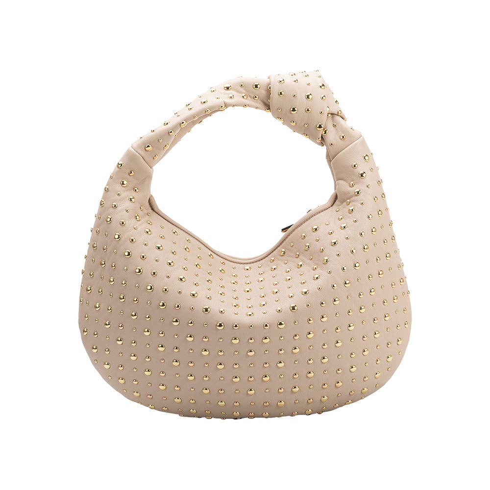 Brigitte Large Studded Bone Shoulder Bag