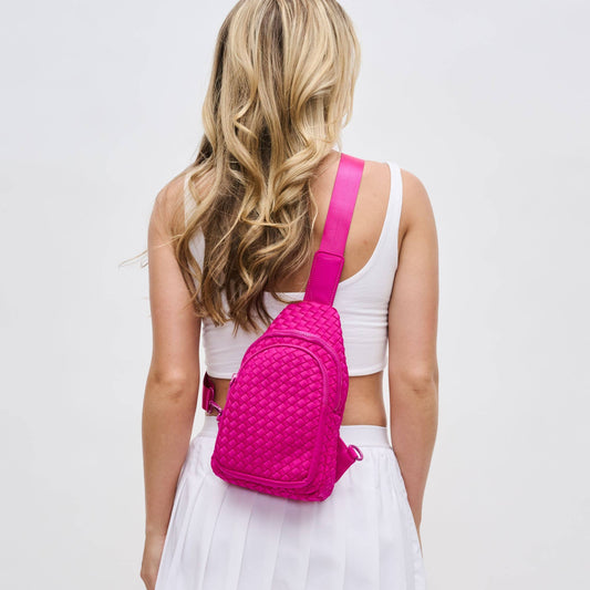 Beyond The Horizon - Woven Neoprene Sling Backpack: Fuchsia