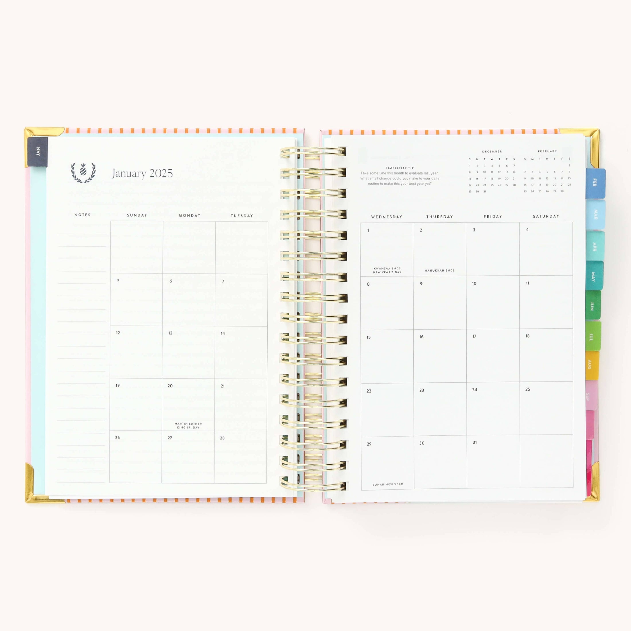 2025 Daily, Simplified Planner, Cabana Pinstripe