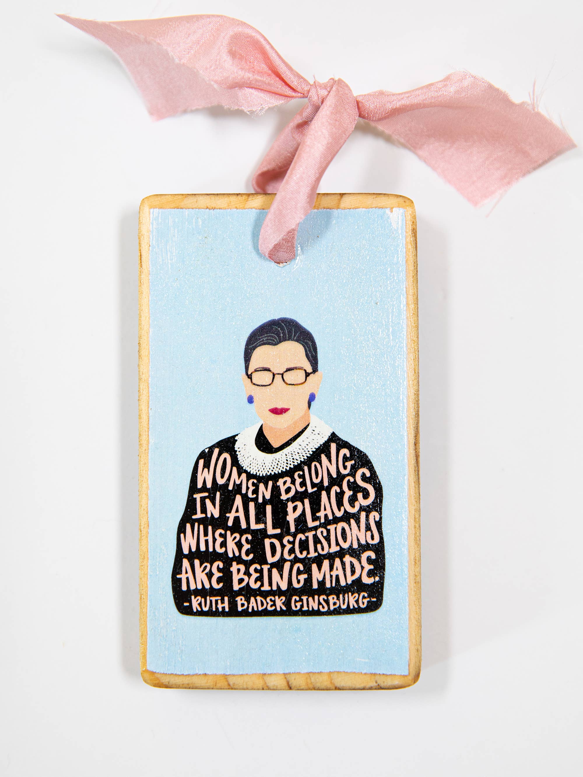 Ruth Bader Ginsburg Wood Holiday Ornament