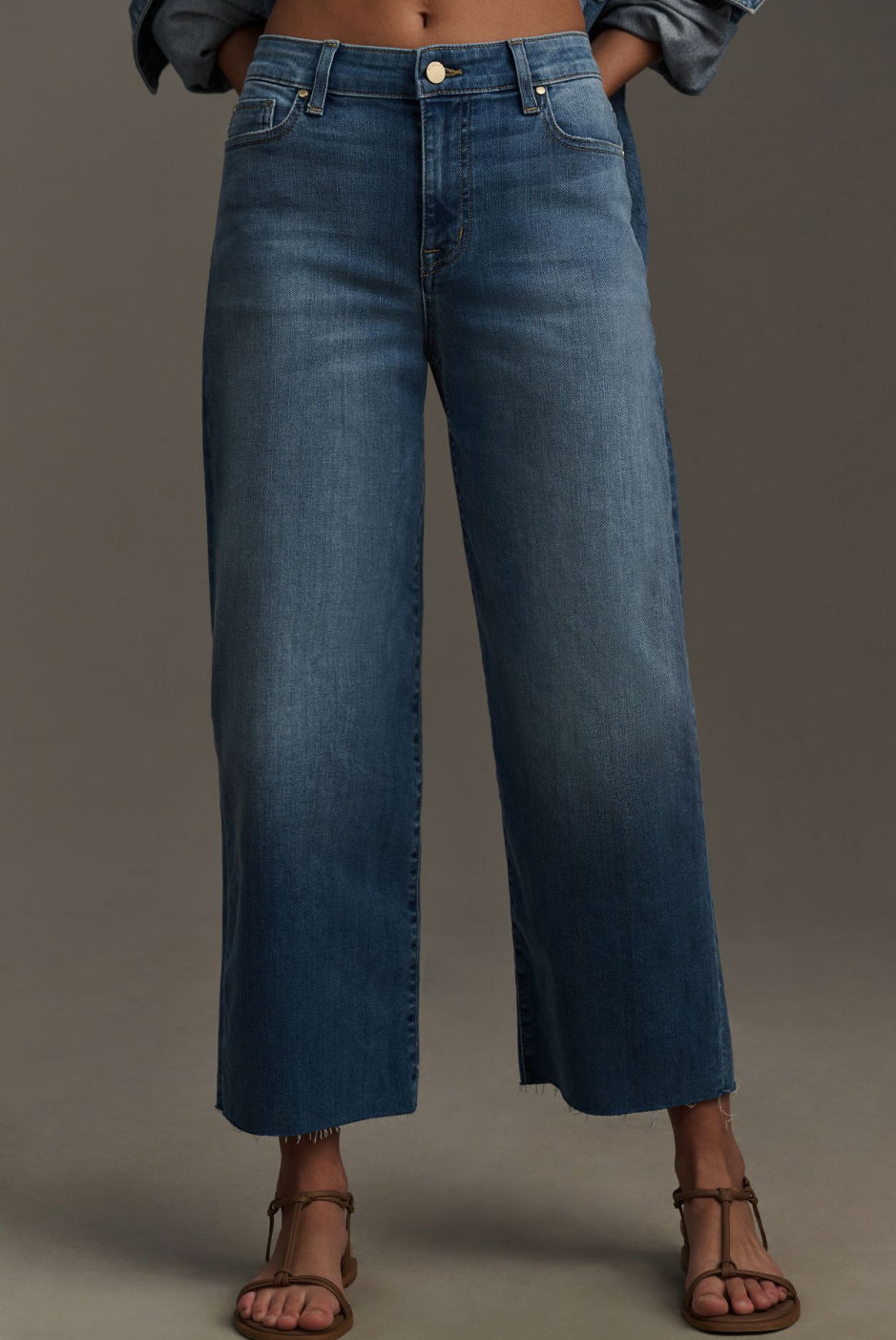 Fidelity Denim Malibu Mid-Rise Crop Wide-Leg Jeans