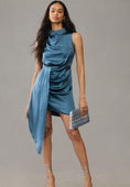 Load image into Gallery viewer, By Anthropologie Mock-Neck Draped Silk Dress
