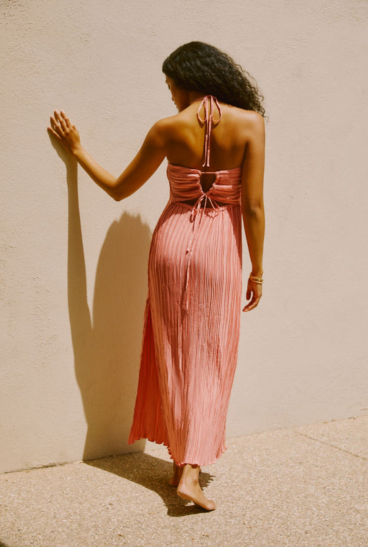 Sarah Hann Stone-Halter Maxi Dress