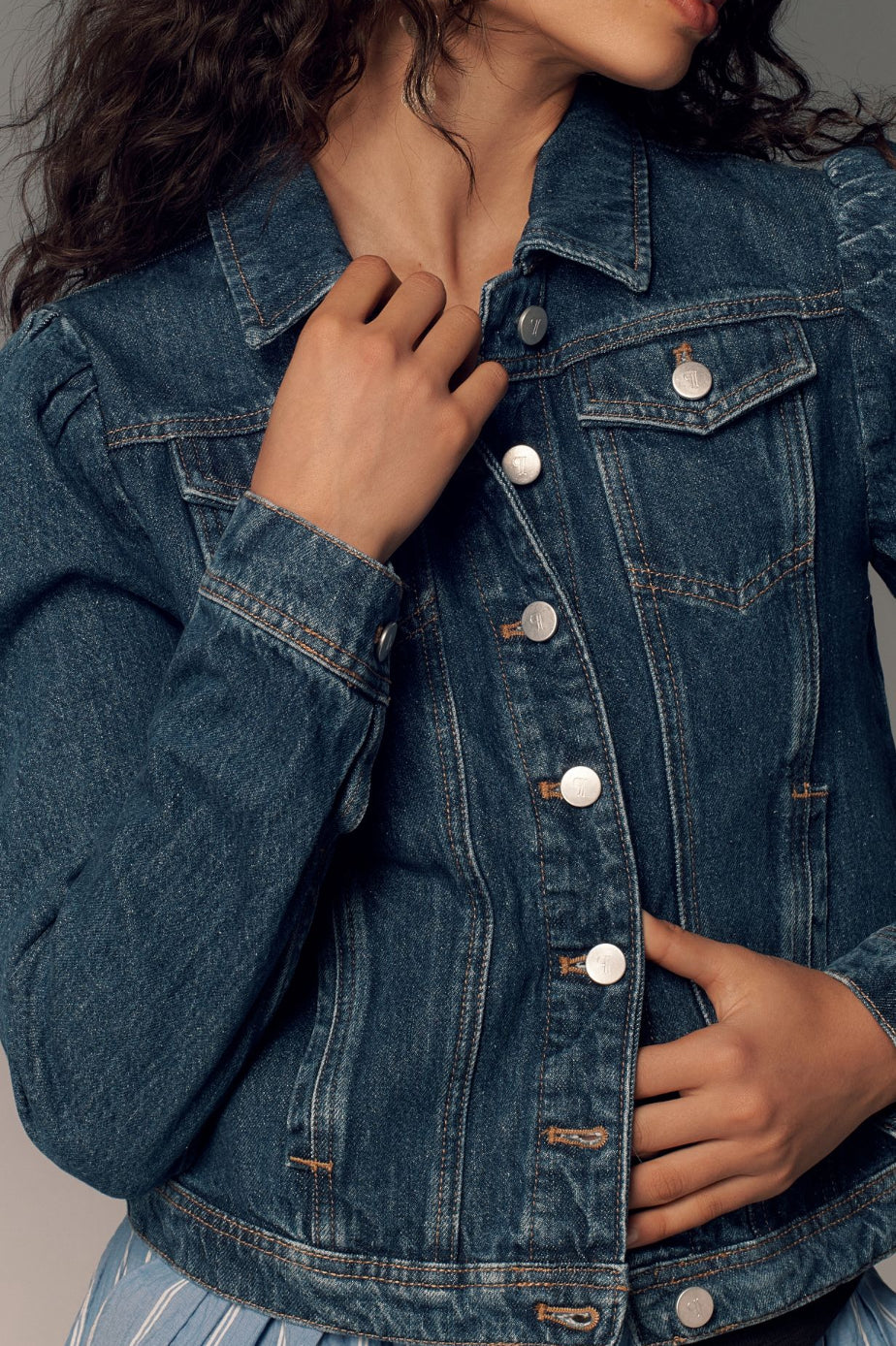 Pilcro Puff-Sleeve Denim Jacket