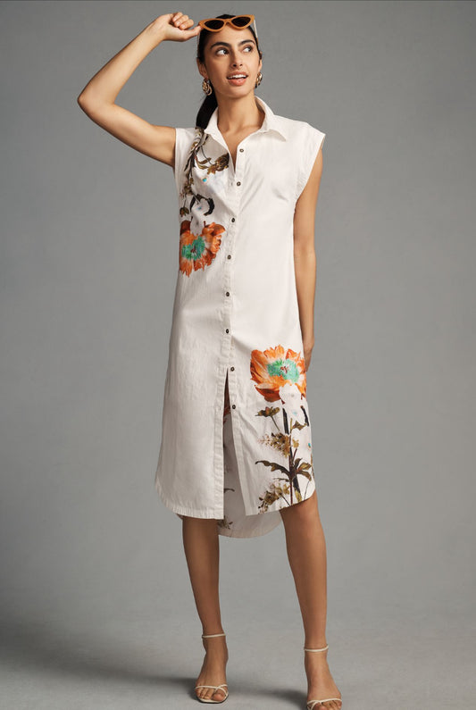 Maeve Sleeveless Midi Shirt Dress