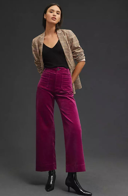 The Colette Cropped Wide-Leg Corduroy Pants by Maeve