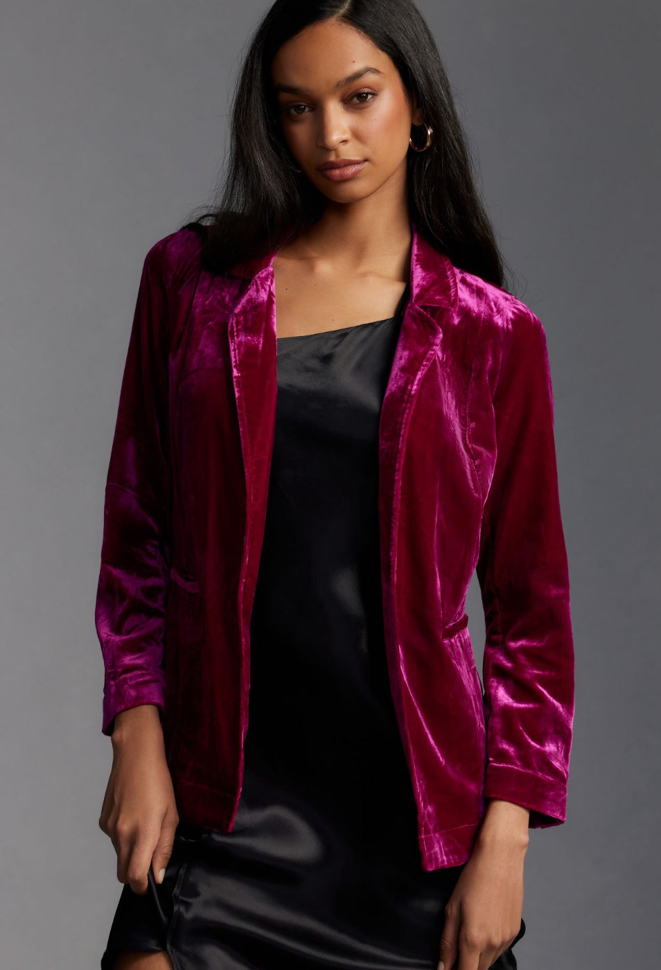 By Anthropologie Velvet Tulip-Hem Blazer