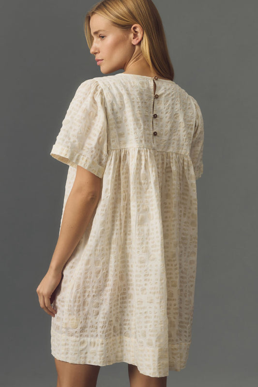 Porridge Short-Sleeve Textured Bubble Mini Dress