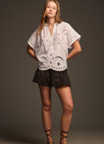 Load image into Gallery viewer, Maeve Short-Sleeve Boxy Eyelet Popover Blouse
