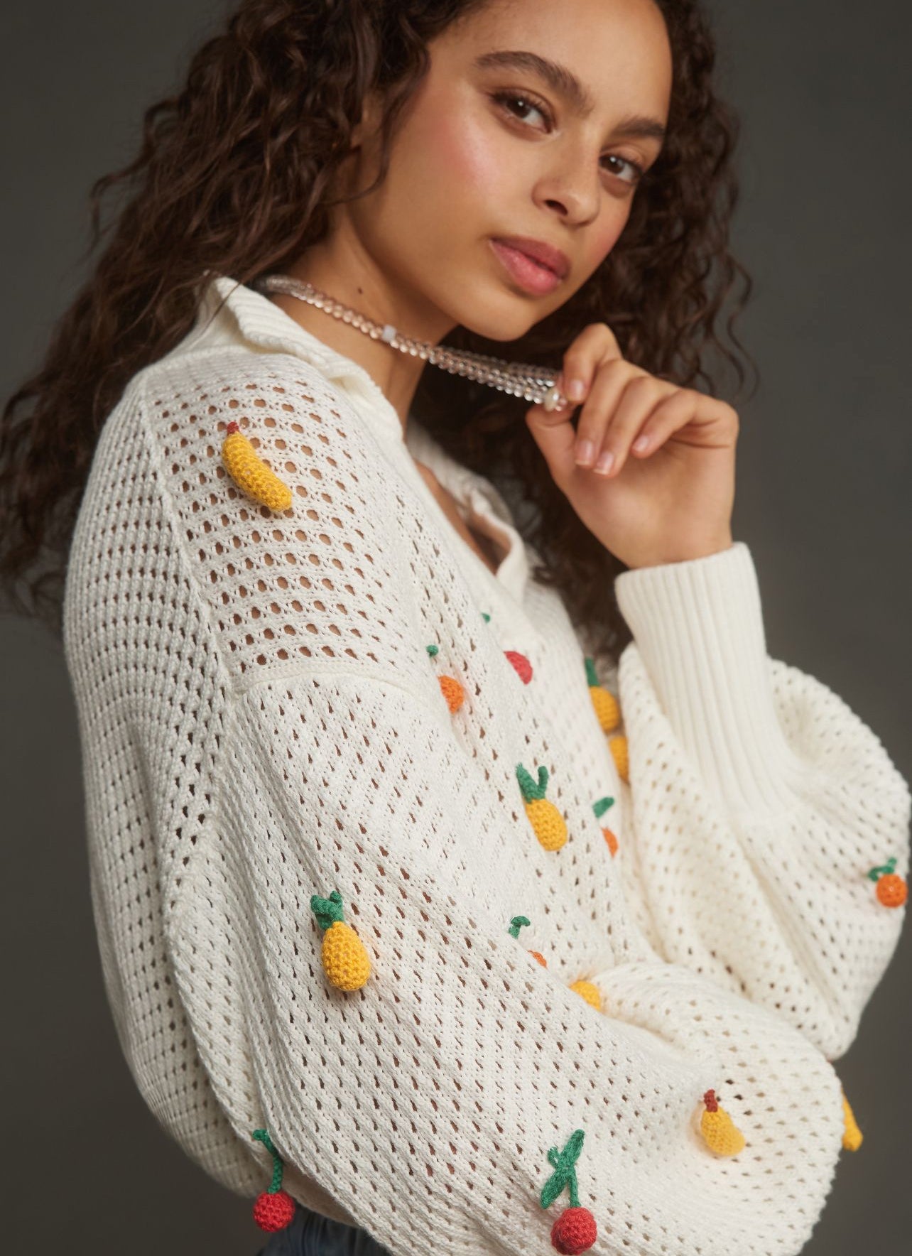 Farm Rio Crochet Fruit Blouse