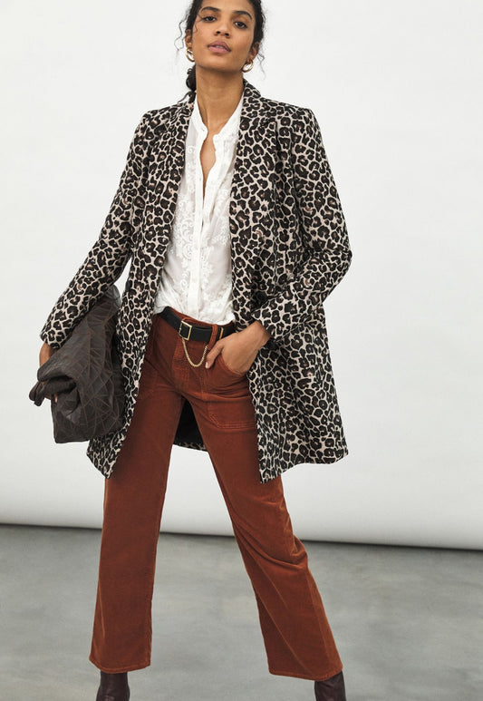 Gianna Longline Leopard Blazer