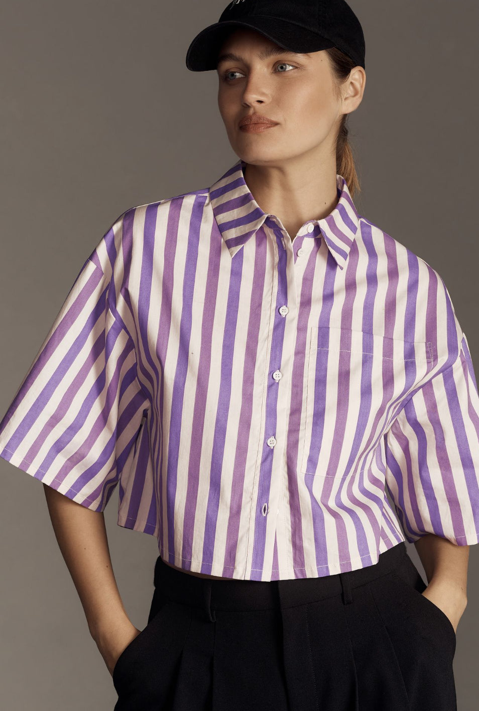 Essentiel Antwerp Ezra Striped Cropped Shirt