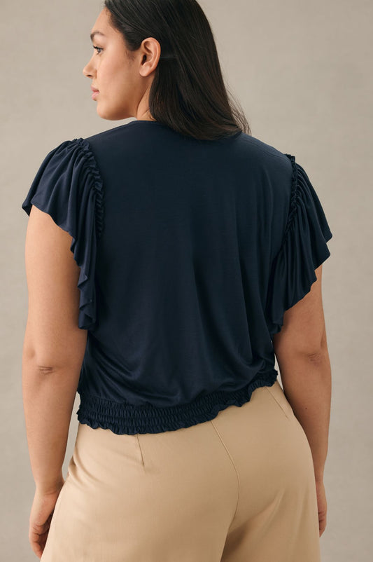 By Anthropologie Silky Deep-V Top