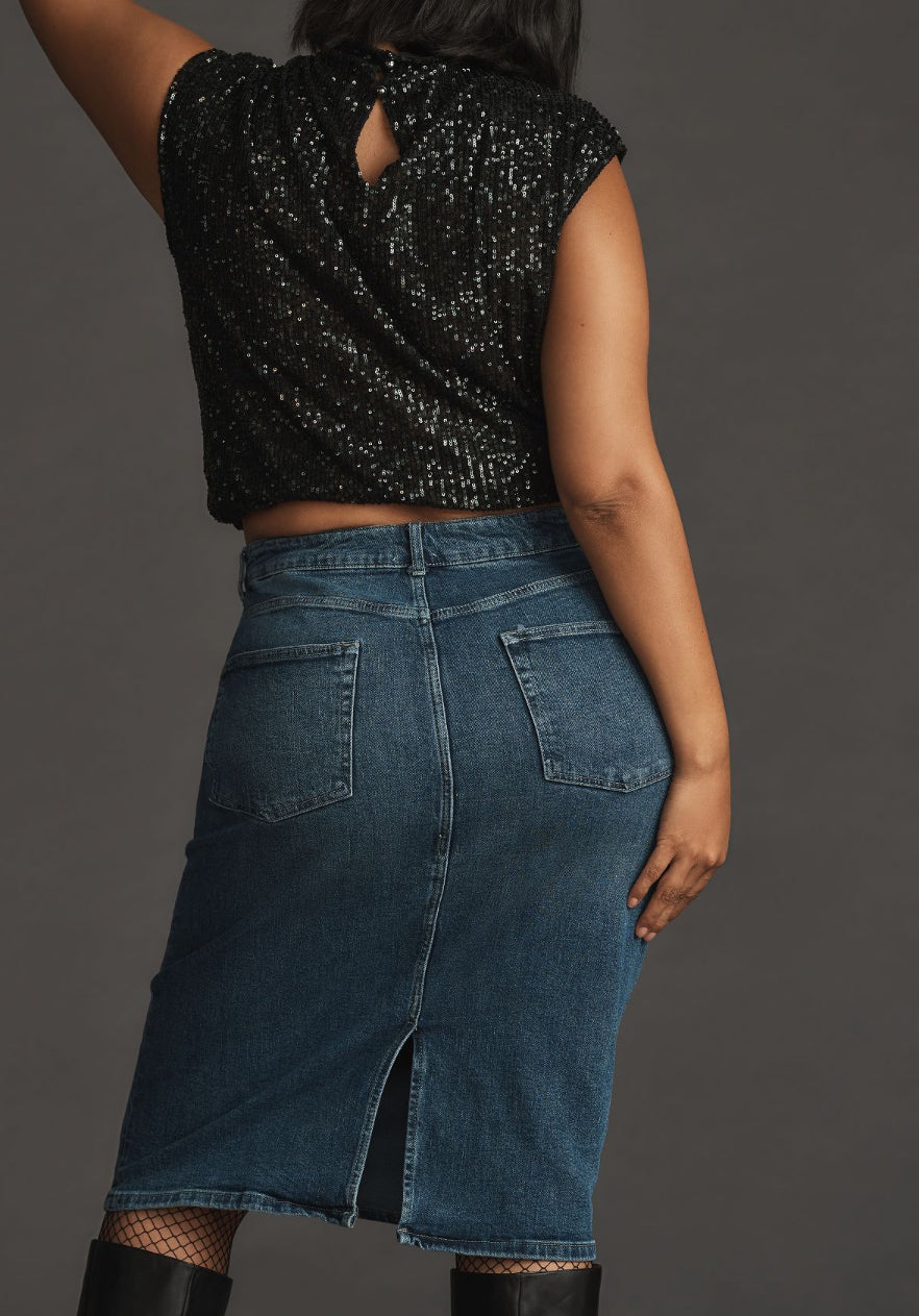 Pilcro High-Waisted Denim Pencil Skirt