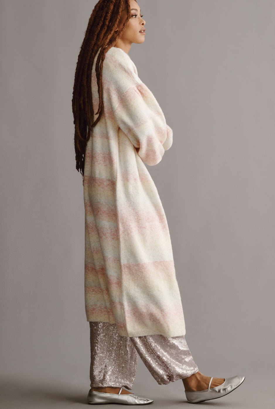 By Anthropologie Cozy Ombre Stripe Duster Sweater