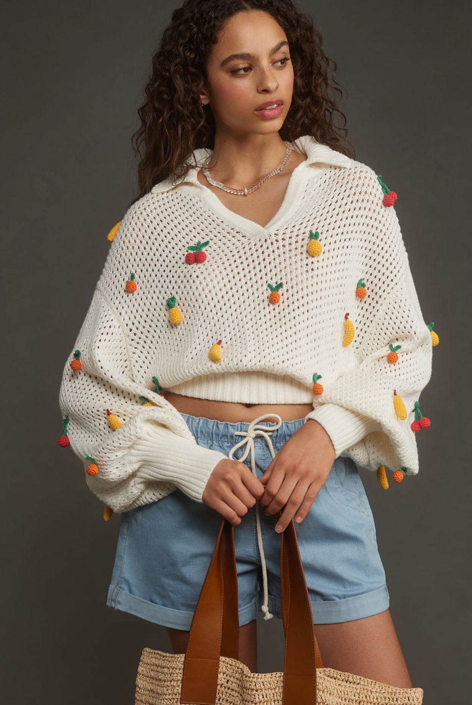 Farm Rio Crochet Fruit Blouse