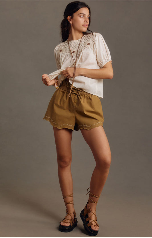 By Anthropologie Scallop-Hem Shorts