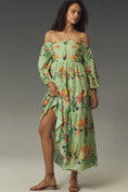 Load image into Gallery viewer, Farm Rio x Anthropologie Off-The-Shoulder Tiered Floral Midi Dress
