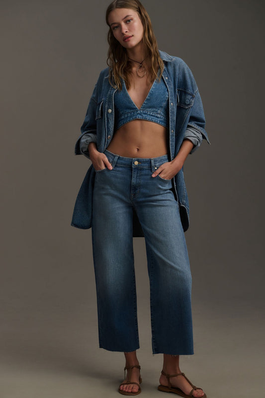 Fidelity Denim Malibu Mid-Rise Crop Wide-Leg Jeans