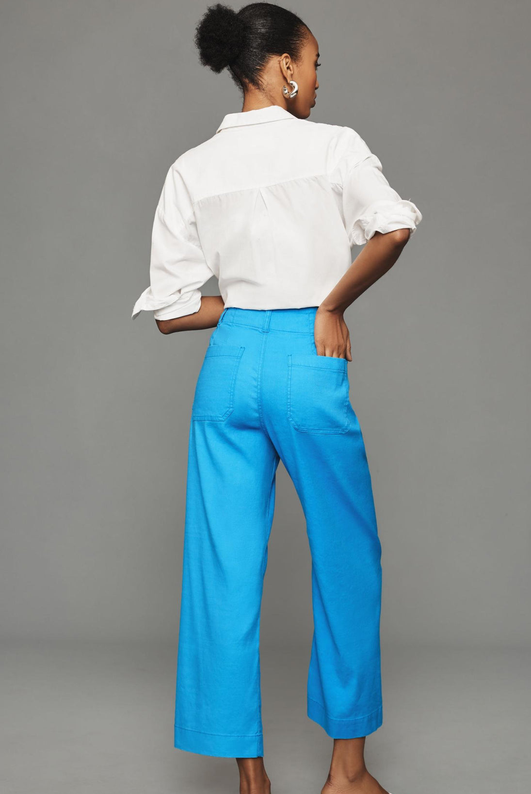 The Colette Cropped Wide-Leg Pants by Maeve: Linen Edition