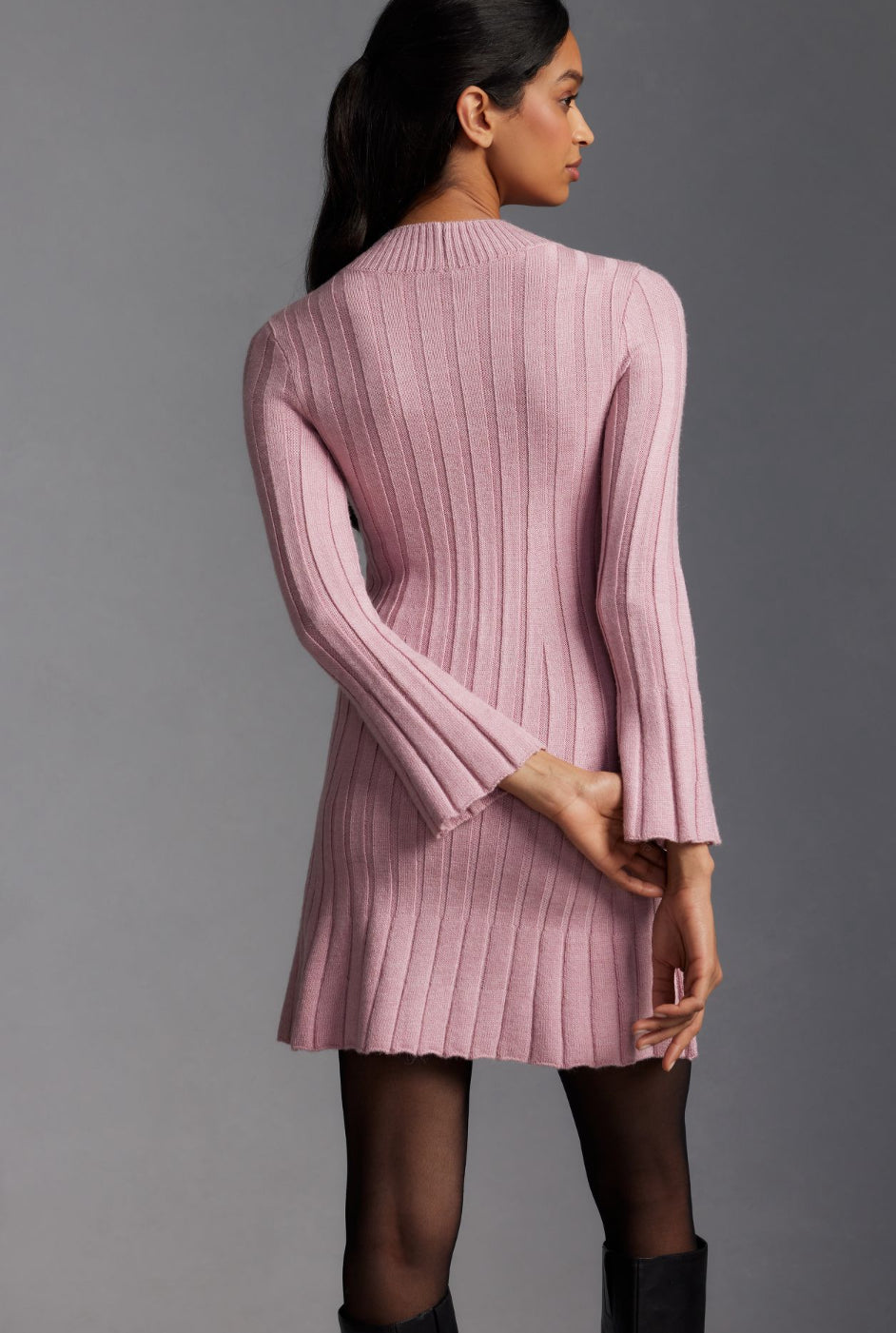 By Anthropologie Long-Sleeve A-Line Sweater Mini Dress