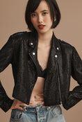 Load image into Gallery viewer, By Anthropologie Sequin Cropped Moto Biker Jacket
