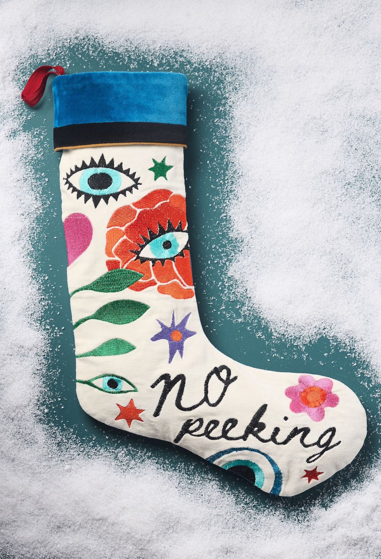 Furnish Studio - Embroidered Stocking - No Peeking