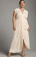 Load image into Gallery viewer, By Anthropologie Sleeveless V-Neck Twist-Front Satin Dress
