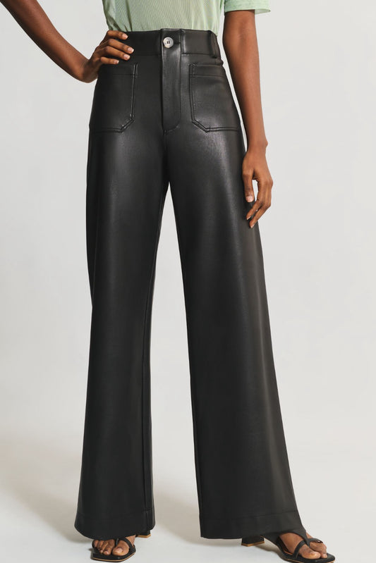 The Colette Wide-Leg Faux Leather Pants by Maeve