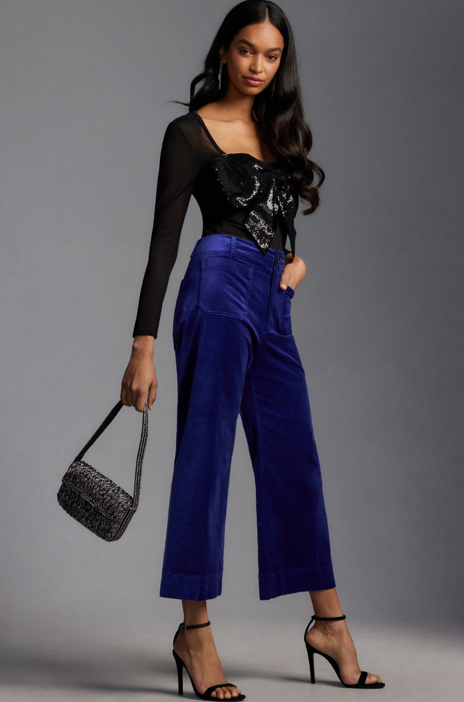 The Colette Cropped Wide-Leg Velvet Pants by Maeve