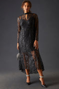 Load image into Gallery viewer, By Anthropologie Sheer Laser-Cut Midi Dress - EUC
