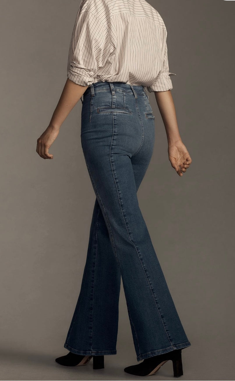 Pilcro Fluted High-Rise Flare Jeans