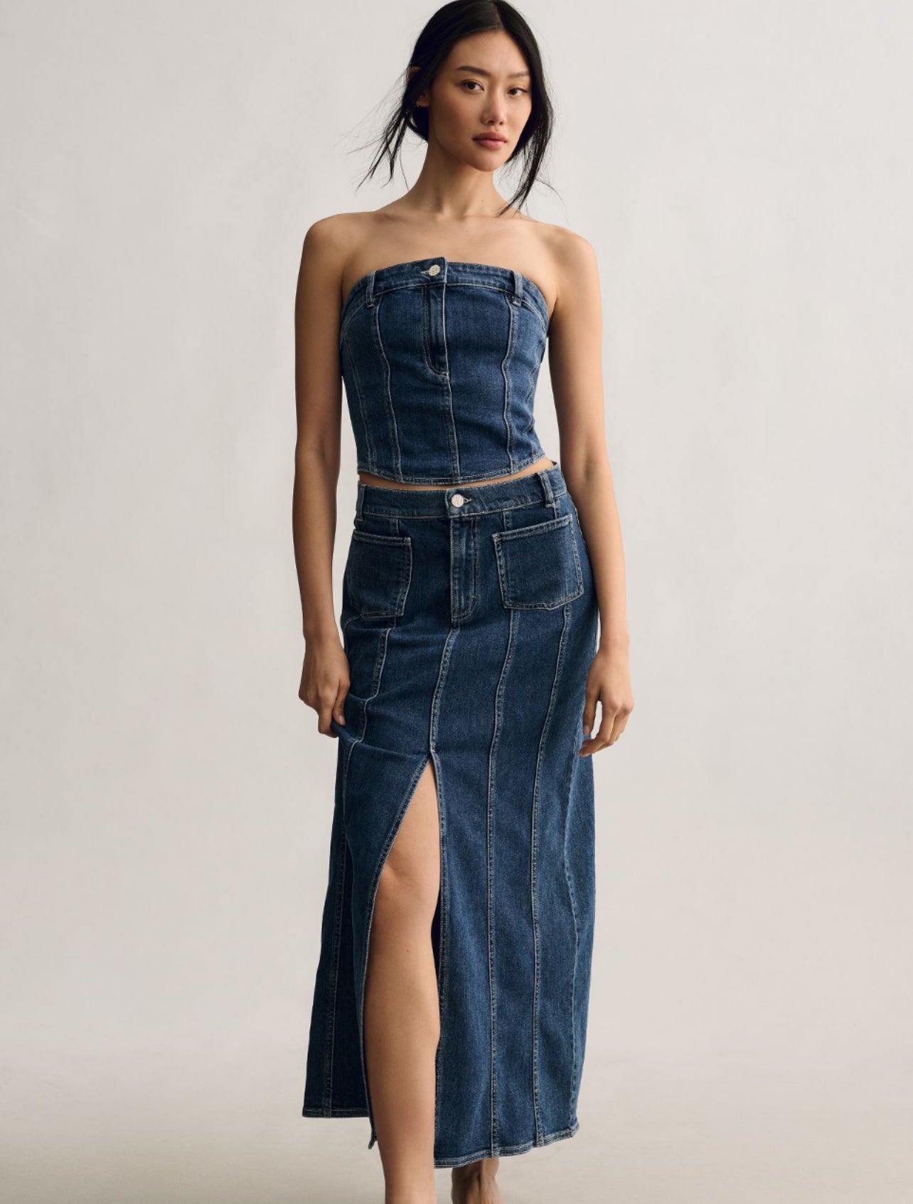 Baum und Pferdgarten Strapless Denim Tube Top