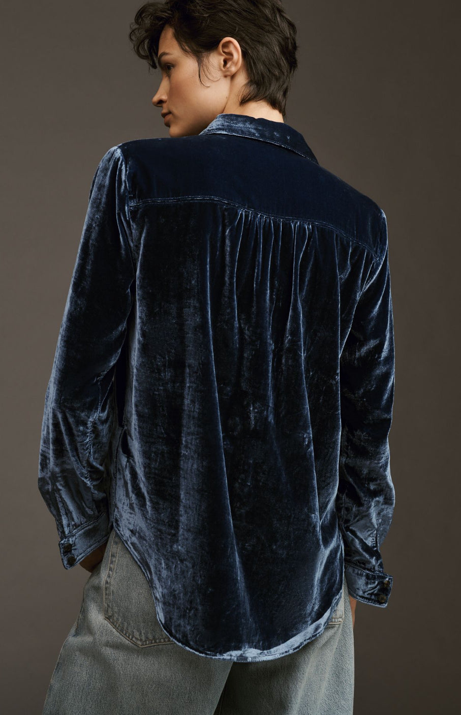 Pilcro Relaxed Velvet Buttondown Shirt