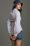 Load image into Gallery viewer, Maeve Mixed Stripe Cutout Buttondown Shirt
