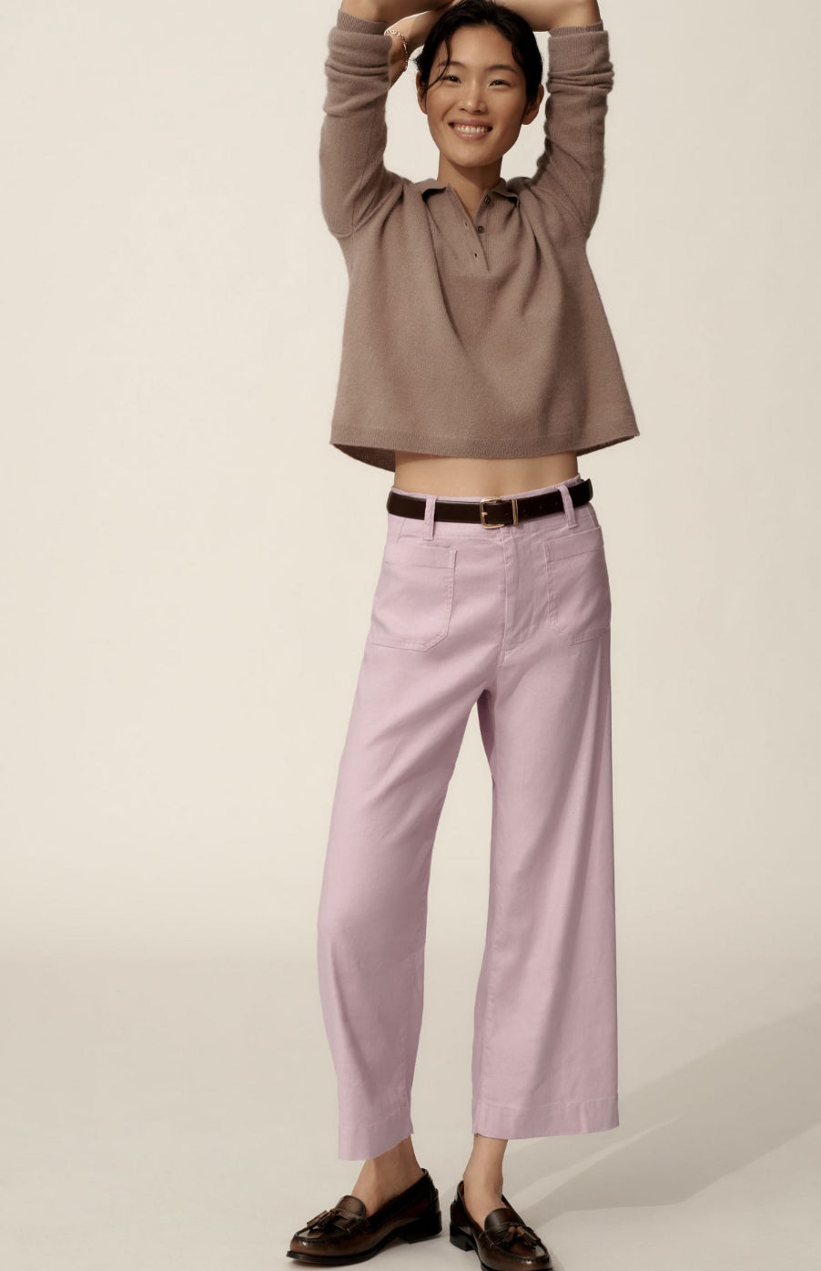 The Colette Cropped Wide-Leg Pants by Maeve: Linen Edition