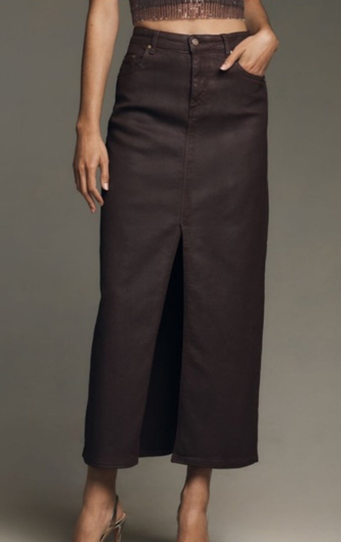 The Madi Front-Slit Denim Maxi Skirt by Pilcro