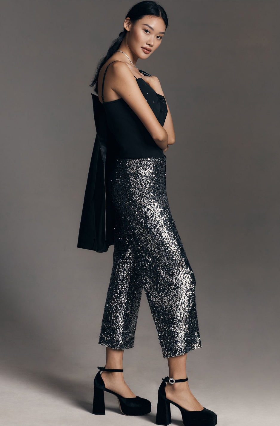 The Colette Cropped Wide-Leg Sequin Pants