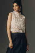 Load image into Gallery viewer, Maeve Sleeveless Sheer Floral Lace Crop Top
