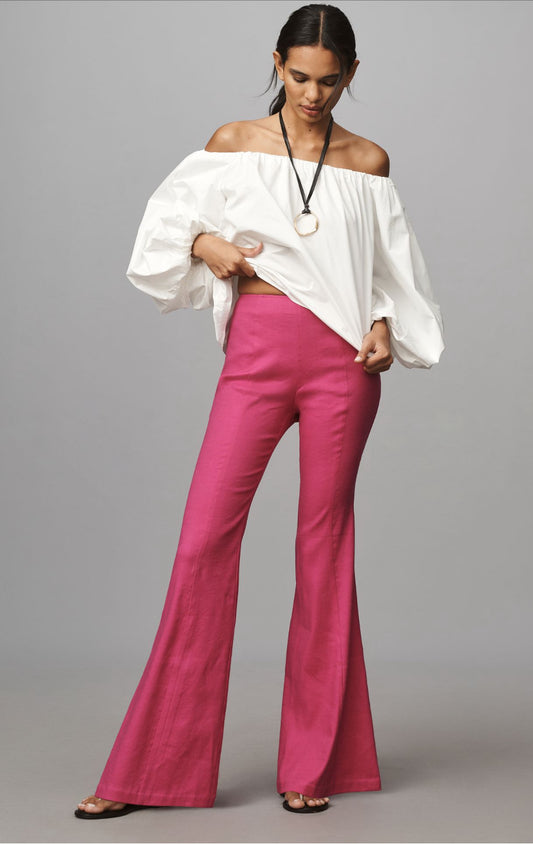 By Anthropologie Linen Flare Pants