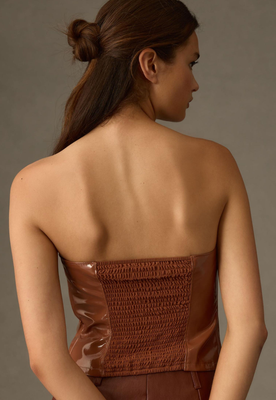 By Anthropologie Patent Faux-Leather Bandeau Top